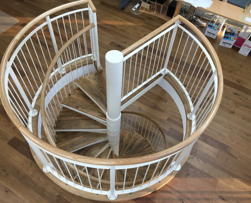 Bespoke Oak handrails to spiral staircase
