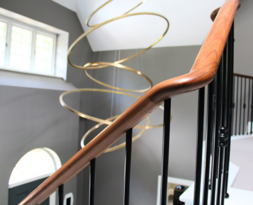 Self-build client Dream home Interior designer Stunning solution Cast concrete staircase Marble cladding Steel balustrade Walnut handrails Cost-effective approach Individual drilled holes Hardwearing lacquer Waxed to a glass level 3D renders Interactive model Client satisfaction