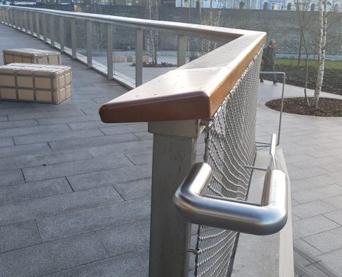 Hardwood and stainless steel handrail