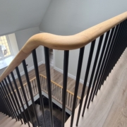 Handrail Creations, design team, oak handrail, steel spindle, pre-assembly, installation, Surrey, attention to detail, private client, timber staircase.