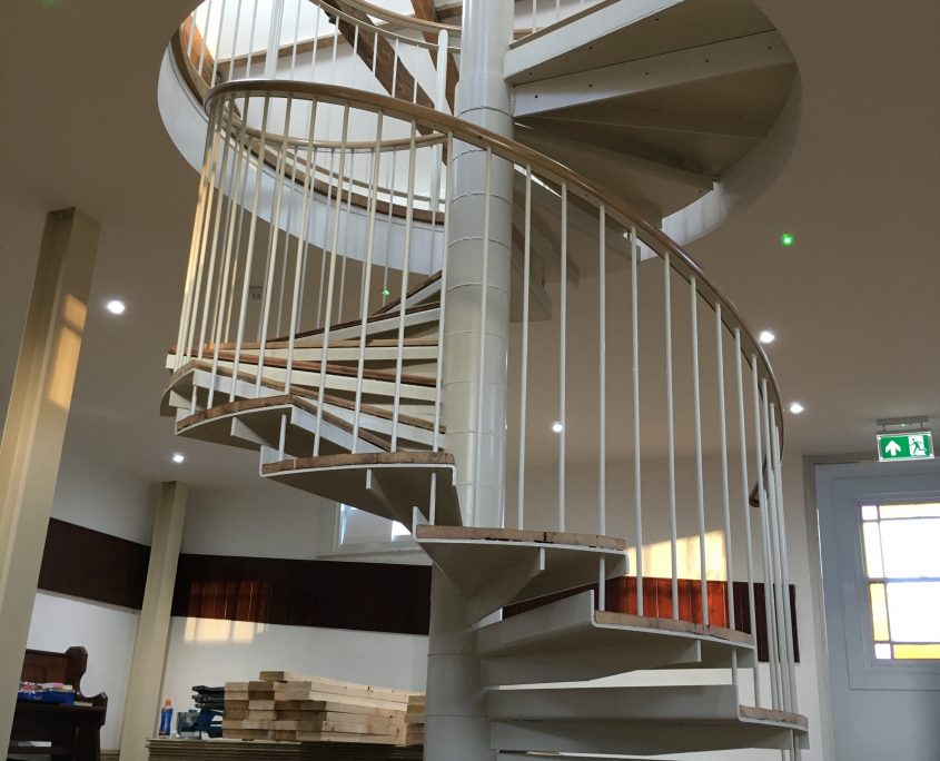 Bespoke Oak handrails to spiral staircase