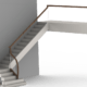 Render of a staircase with Walnut handrail on glass balustrade, prior to CNC machining