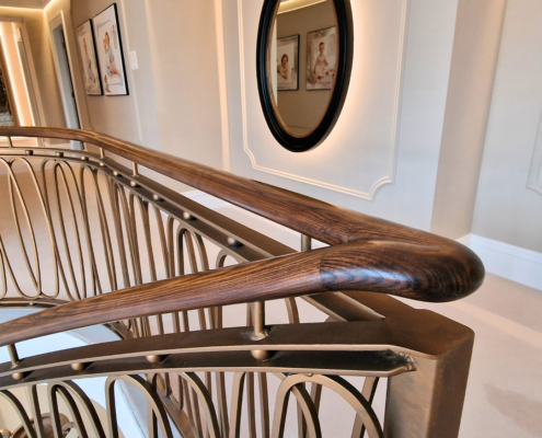 Ash Handrail - French Polished - Volute Detail - British Craftsmanship