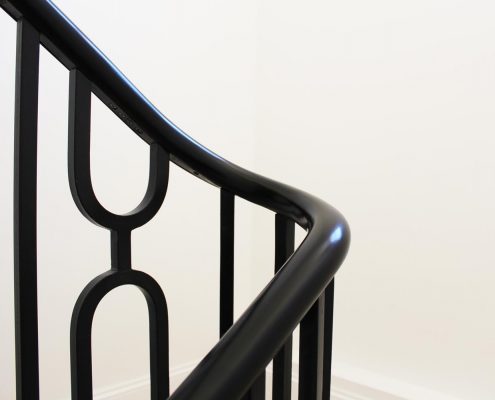 Black Satin custom handrail & spindles
