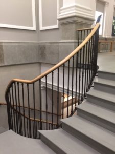 global brands Google Burberry Hugo Boss European oak handrails biggest Apple store in Europe main contractor steel balustrade custom oak handrails main staircase first floor galleries grade II listed building Midland banks drawing sets reviewed and approved in California two weeks turnaround