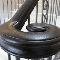 Black scroll on metal spindles - Handrail stain to match Black Walnut doors