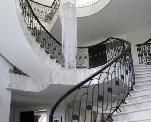 favourite projects stunning feature staircase new home Kent client blacksmith handrail jet black steel core rail design options frogs back style ash stained French polishing installed finished UK's number one handrail supplier
