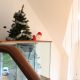 Walnut handrail and glass balustrade featuring Santa and Christmas tree