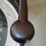 Handrail supply and install Black walnut handrails Residential project North of London Master blacksmith Matt Livsey Hammond Steel core rail Classic mould Frogs back detail Bespoke handrails CNC manufactured Curved and helical rail French polished Balustrade Fitting team