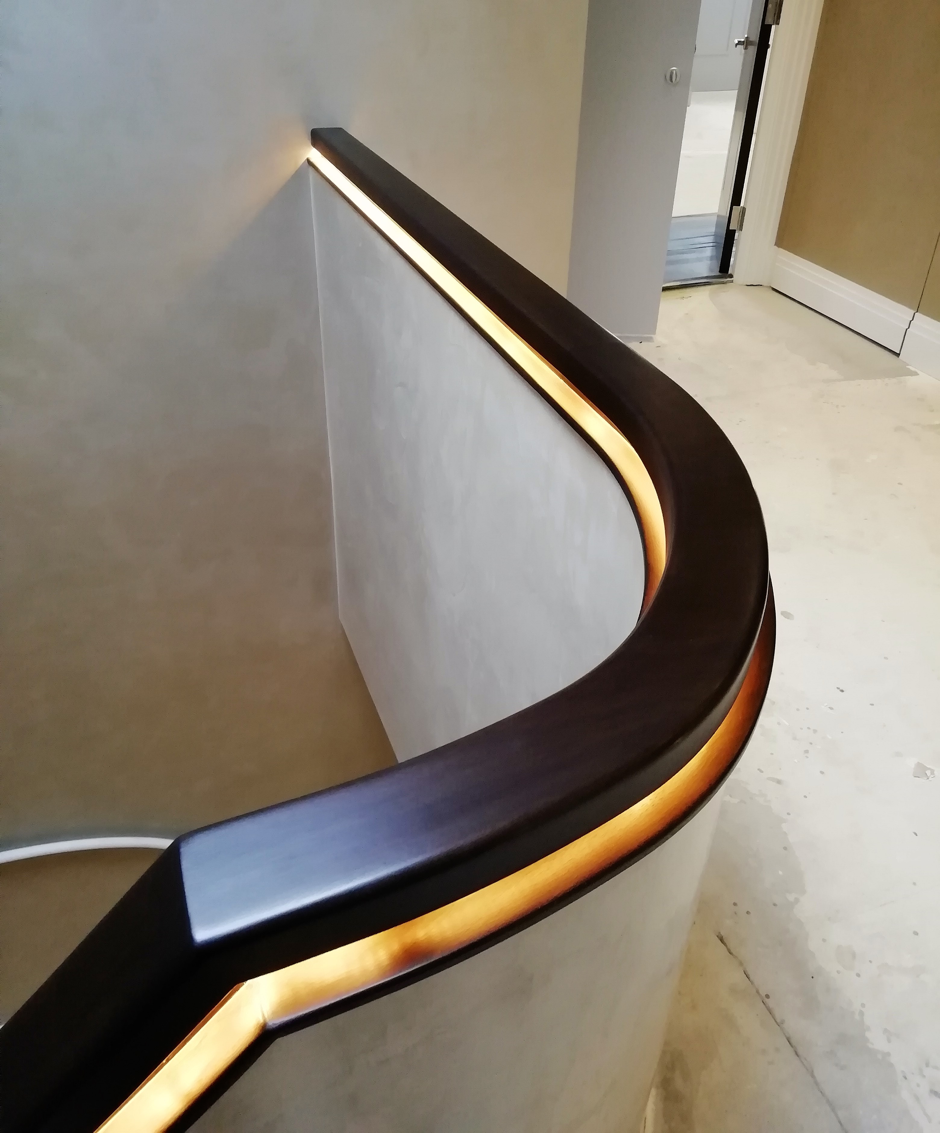 zebra Ultimate uddannelse LED Lighting in Bespoke Walnut Handrails - Handrail Creations Ltd