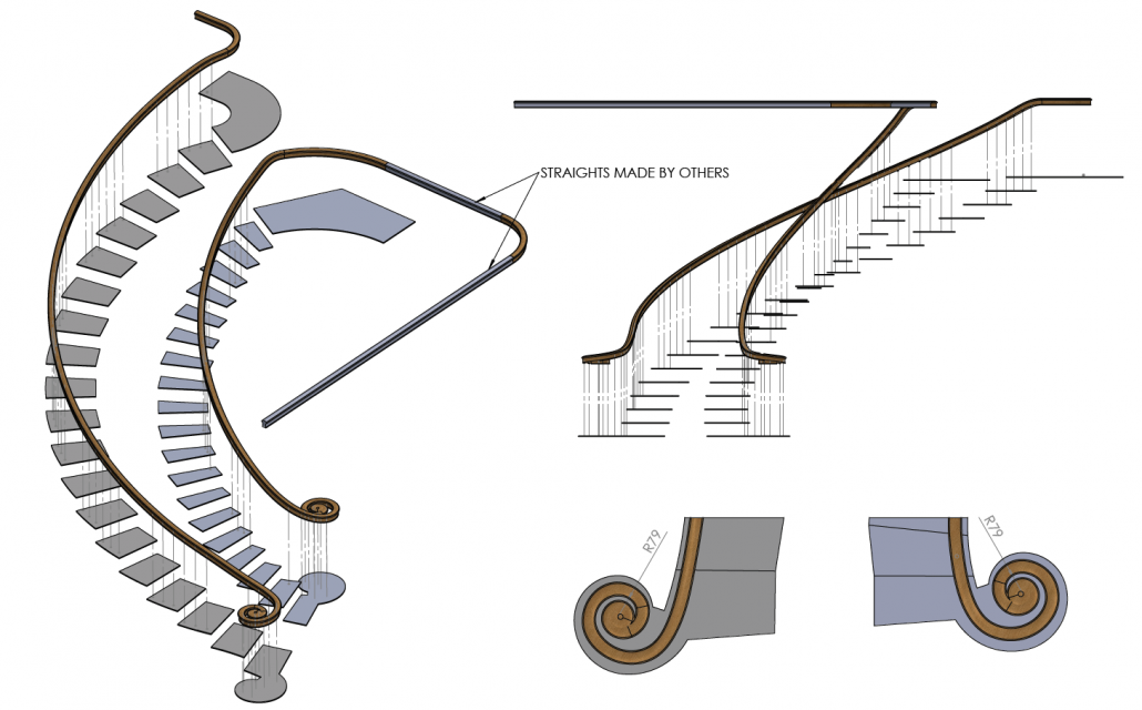 HandrailTimber Wood Staircase Design CAD CNC Surveying Installation Refurbishment